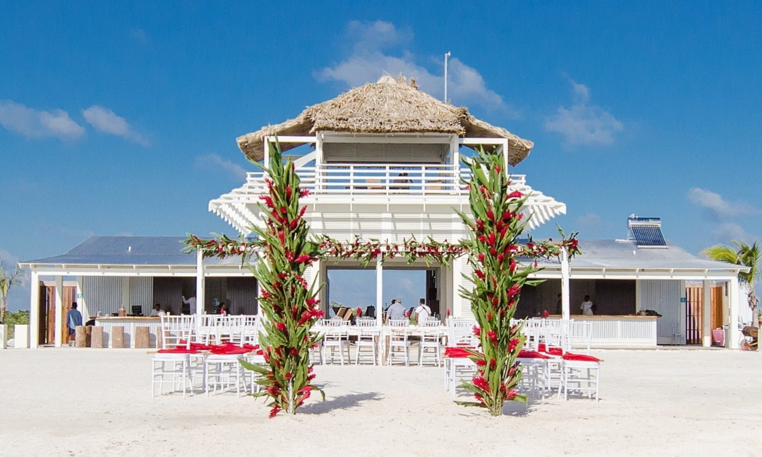 beach club wedding setup